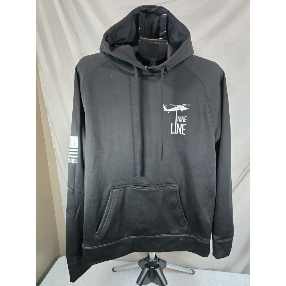 black Nine Line Apparel pullover hoodie features a distressed "Family Faith L